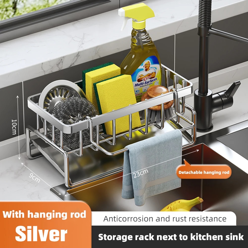 Stainless Steel Sink Shelf: Drain Rack & Organizer for Kitchen