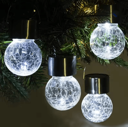 Cracked Glass Solar Hanging Lights – Waterproof Outdoor Garden & Tree Lantern