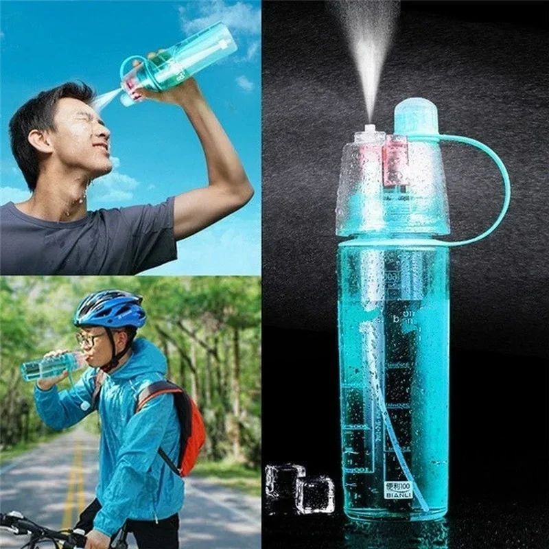 Sports Spray Water Bottle Portable Cooling Bottle for Cycling and Outdoor Fitness