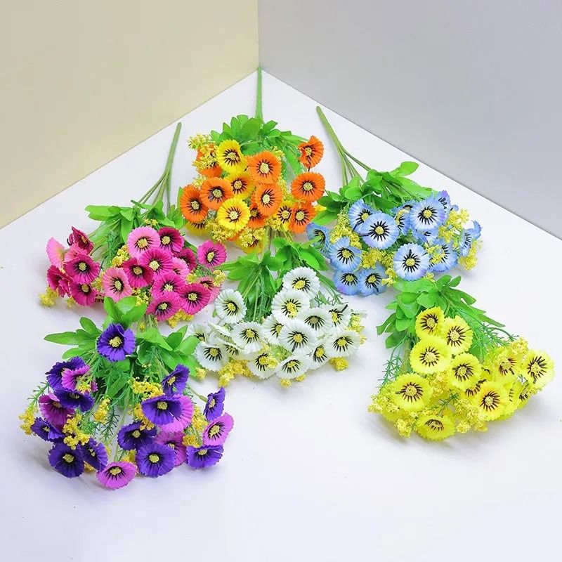 Artificial Daisy Flower Bouquet Plastic Indoor Decorative Flowers for Home and Office