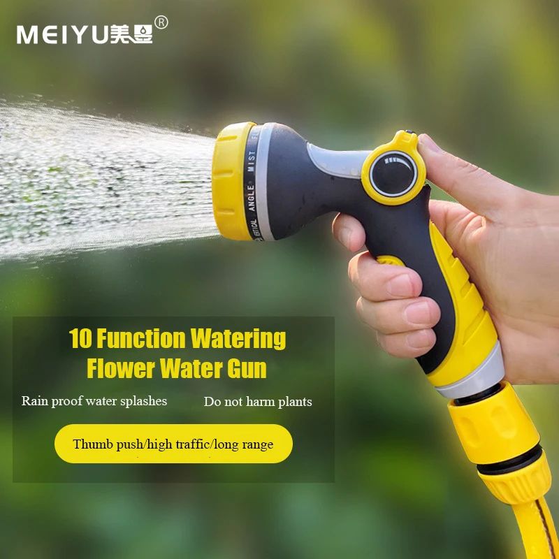 10-Mode High Pressure Water Gun Hose Nozzle for Garden Watering & Fast Outdoor Cleaning