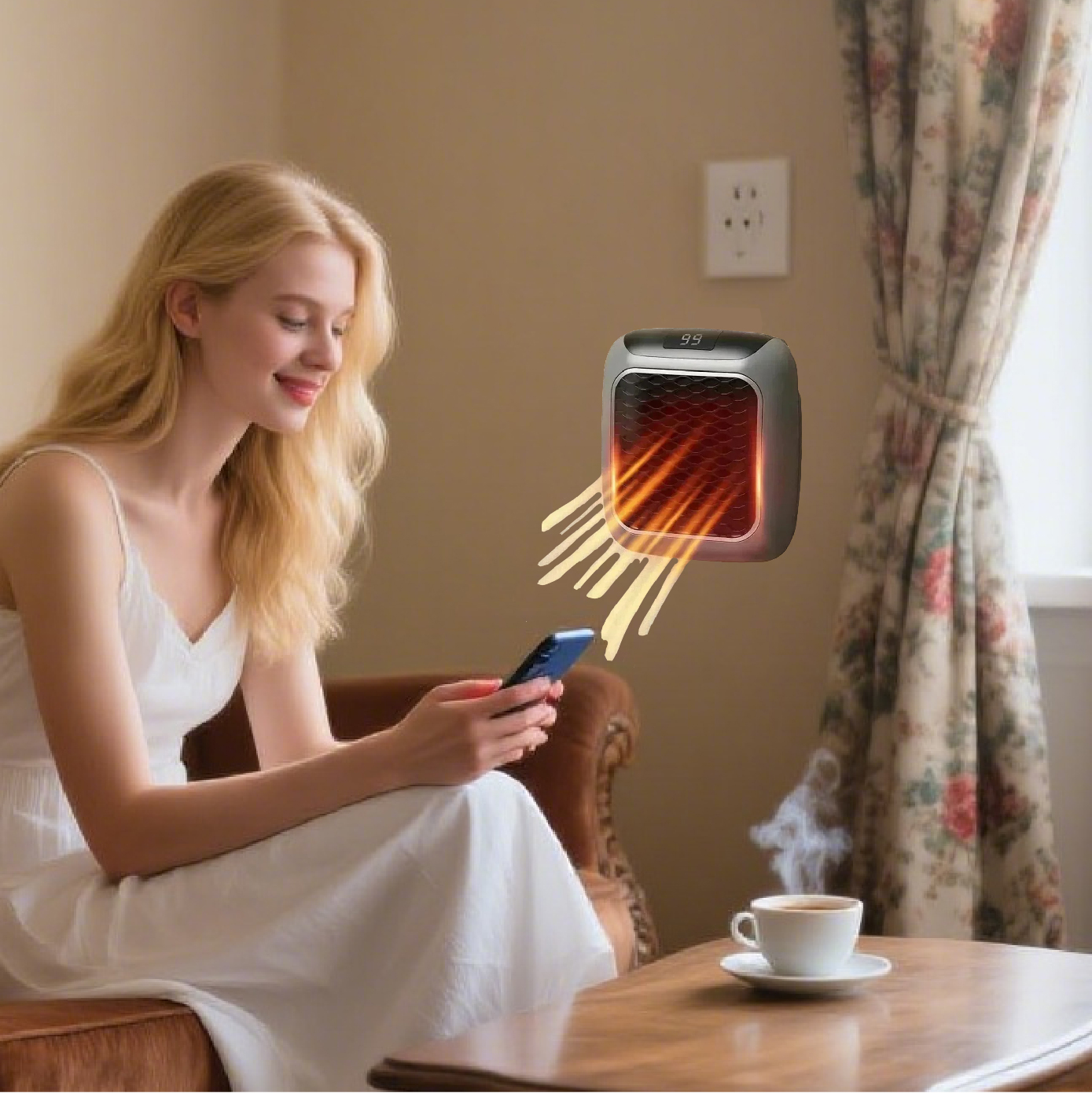 Faster Mini Heater, PTC Ceramic Electric Heating Fans Wall Mounted, Small Bathroom Home Heater, Energy Efficient Warmth