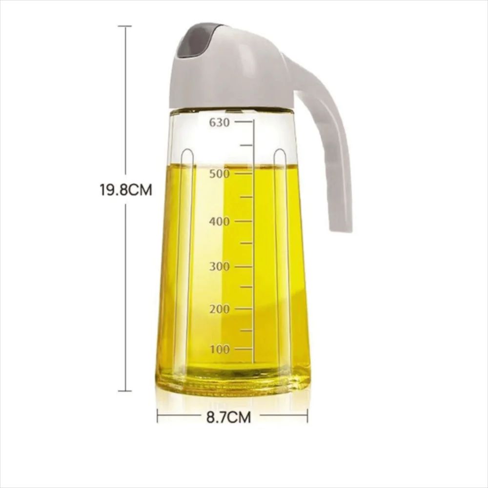Auto Flip Glass Olive Oil Dispenser Bottle 630ml – Leakproof One-Hand Pour Oil & Vinegar Dispenser