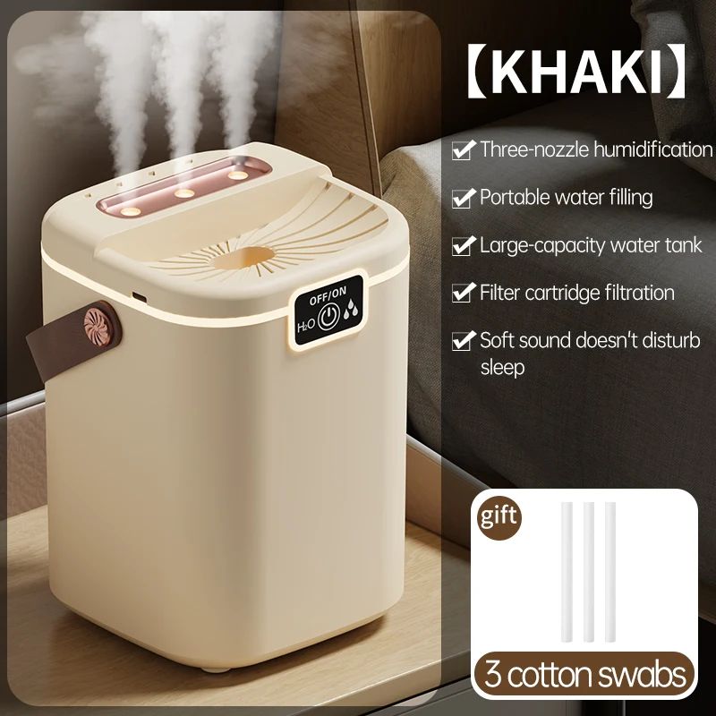 Three-Nozzle Desktop Humidifier with Night Light – 2 L Large-Capacity USB Humidifier with Adjustable Mist