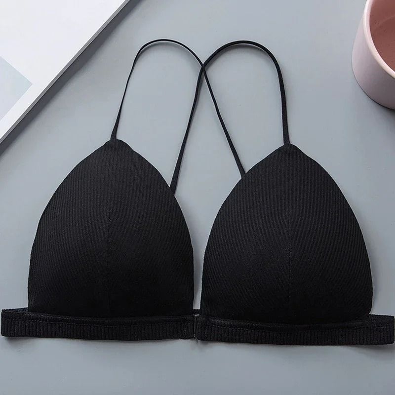 Womens Front Closure Push Up Bra Seamless Deep V Bralette Soft Comfort Lingerie