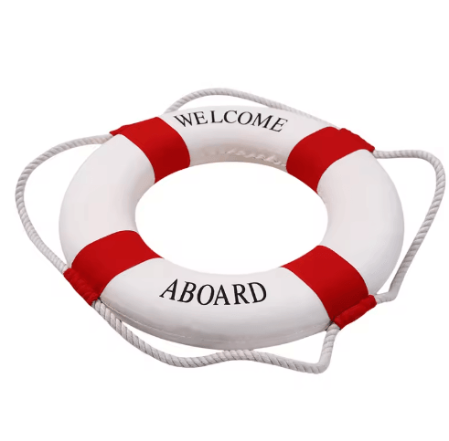 Mediterranean Nautical Lifebuoy Wall Decor – Coastal Living Room Ornament