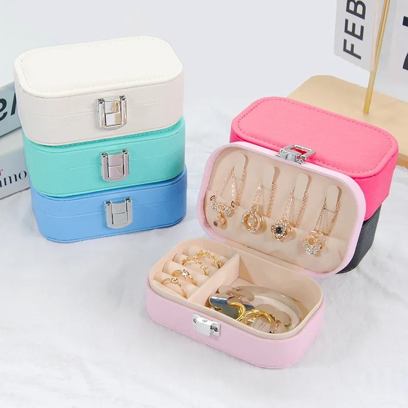 Portable Snap Button Jewelry Storage Box for Earrings Necklace and Rings