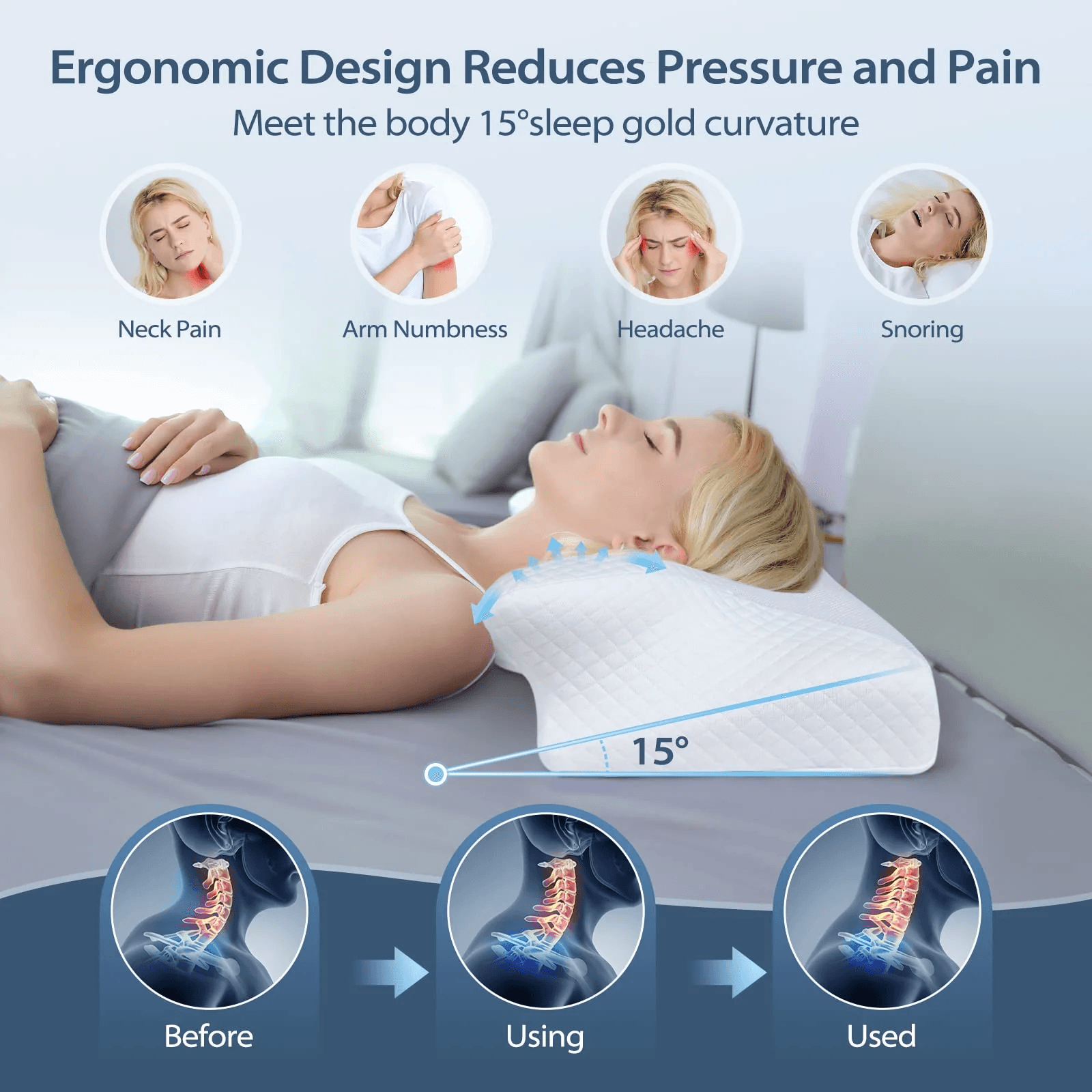 Orthopedic Memory Foam Cervical Pillow – Ergonomic Neck Support for Pain Relief