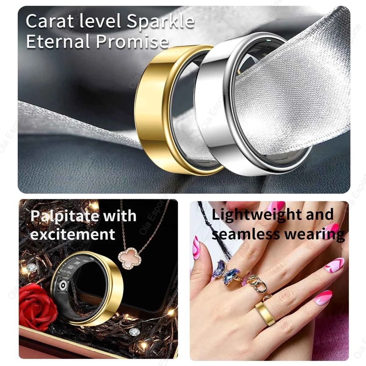 Smart Ring Heart Rate Blood Oxygen Monitor Waterproof