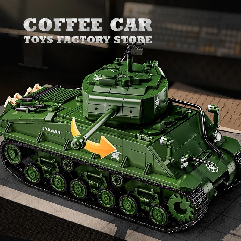 WWII US Army M4 Tank Building Blocks Set Military Model Puzzle Toy