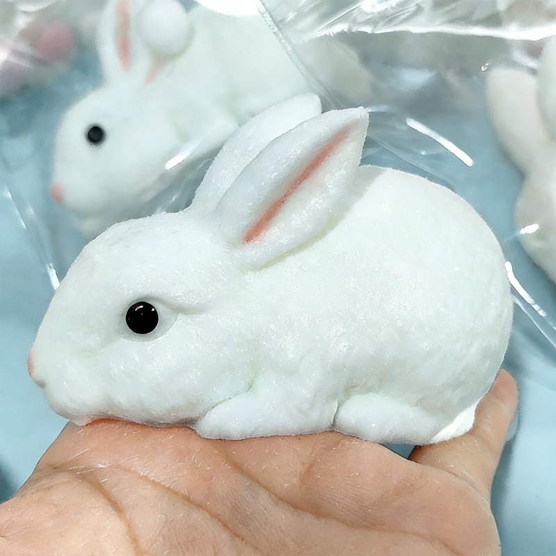 Squishy Cute Bunny Squeeze Toy Soft White Rabbit Fidget Stress Relief Toy for Kids & Adults