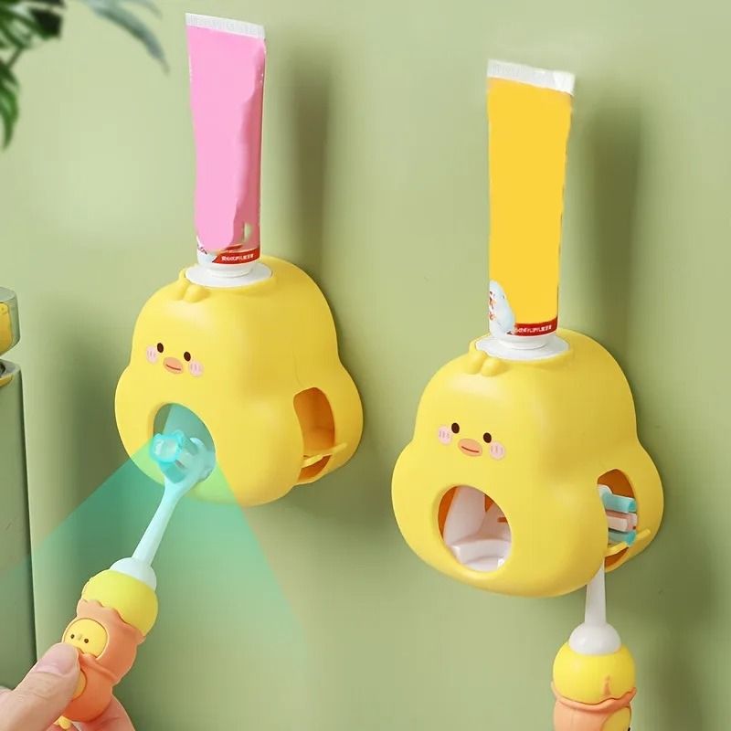 Cute Yellow Duck Automatic Toothpaste Dispenser