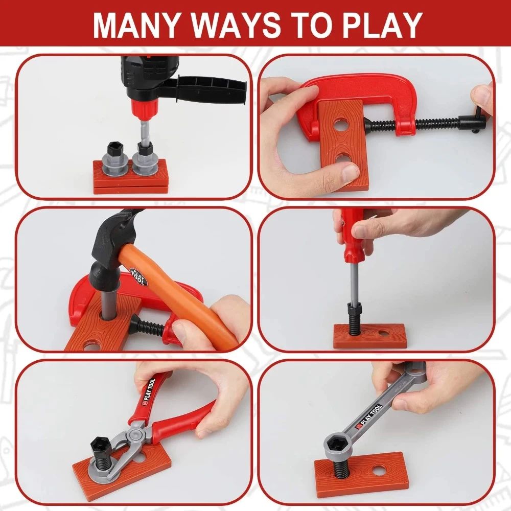 41-Piece Kids Tool Set with Toy Drill Pretend Play Construction Tools Kit
