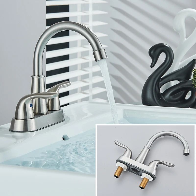 Wanmivezlo basin faucet Brass Double Handle Hot and Cold Water Wash Basin Tap