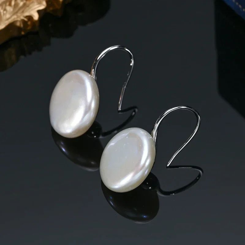 Natural Freshwater Baroque Pearl Earrings 925 Silver Hooks