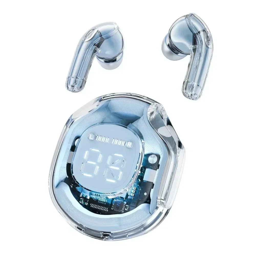 Transparent Bluetooth Earbuds with LED Display Wireless In Ear Earphones