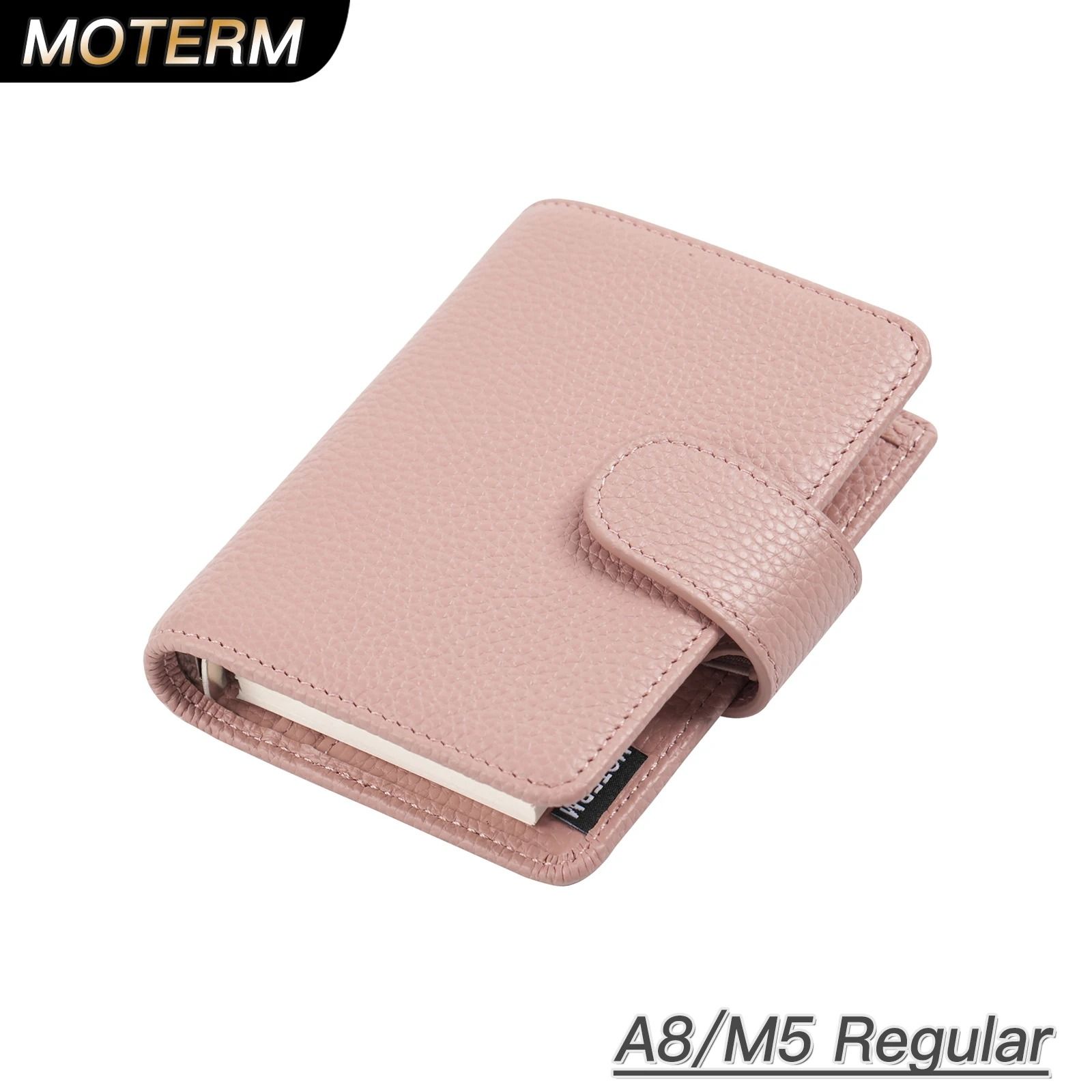 Moterm M5 / A8 Mini Rings Planner – Pebbled Grain Cowhide 5-Hole Leather Organizer & Pocket Journey Diary