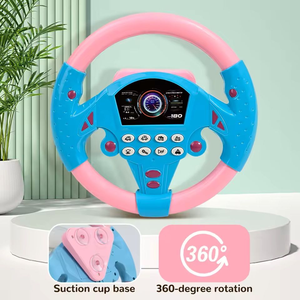 Electric Baby Steering Wheel Toy Light & Sound Driving Simulator for Early Learning Play