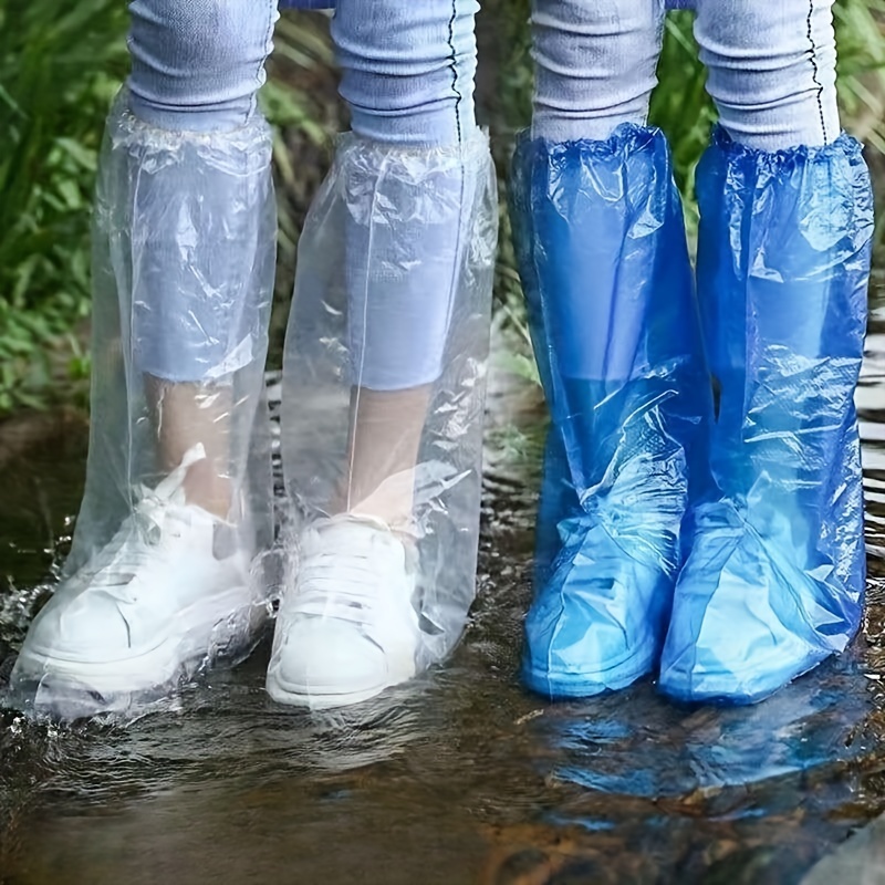 Waterproof Disposable Shoe Covers Transparent, Thick, Wear-Resistant Plastic Foot Covers for Outdoor Use