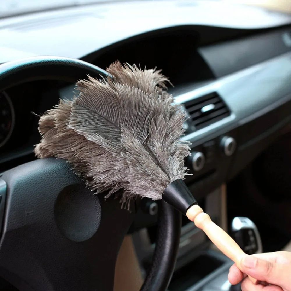 Ostrich Feather Duster Wooden Handle Household Cleaner
