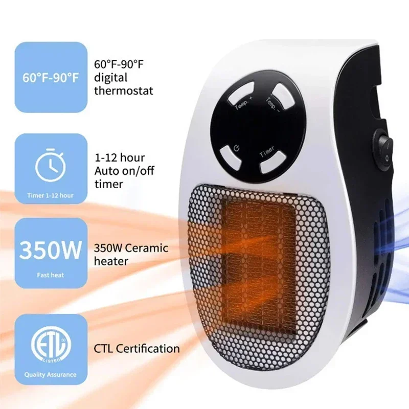 Electric Heater, Portable Room Heater, Wall Mounted Warm Air Blower, Convenient Winter Warmer Appliance for Home