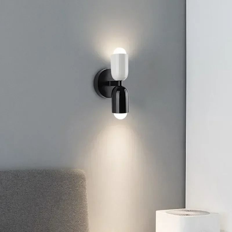 Nordic Industrial Geometric Sconce and Background Luminary
