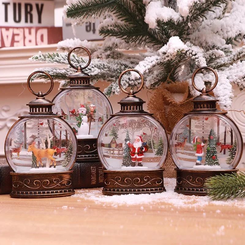 Lighted Christmas Snow Globe Lantern LED Holiday Night Light