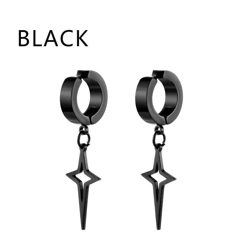 Punk Star Pendant Non-Piercing Hoop Earrings