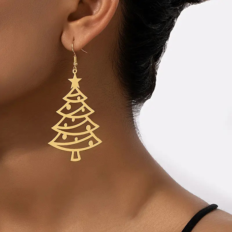 Creative Personalized Girl Gifts, Christmas Tree Star Pendant Earrings Women, Christmas Series Simple Advanced Rotating