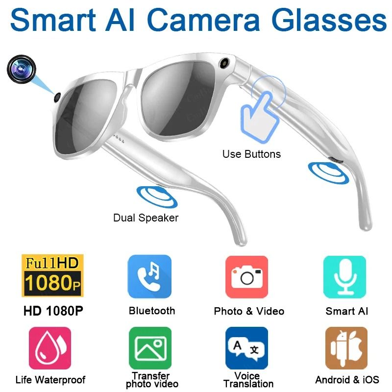 4K HD AI Smart Glasses with Camera and Bluetooth Call Function