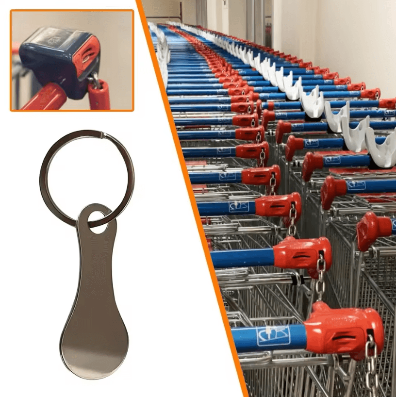 Aluminum Alloy Shopping Cart Token Keychain – Portable Trolley Unlock Key Ring