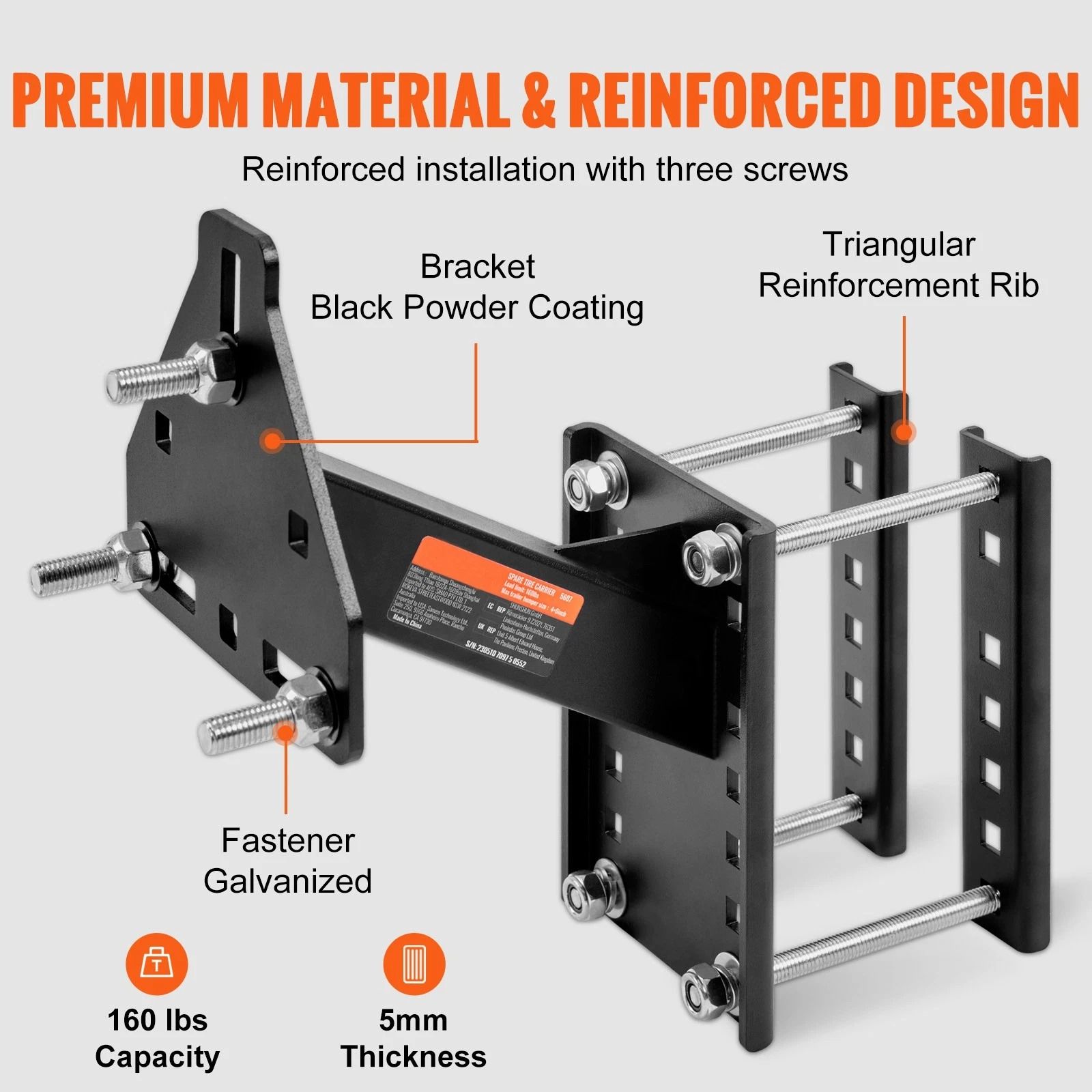 Trailer Tire Carrier Mount Lug Stud Wheels Heavy Duty, Adjustable Holder