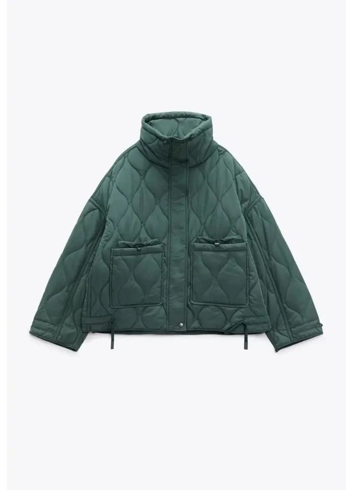 ETJ Womens Quilted Jacket with Adjustable Ties