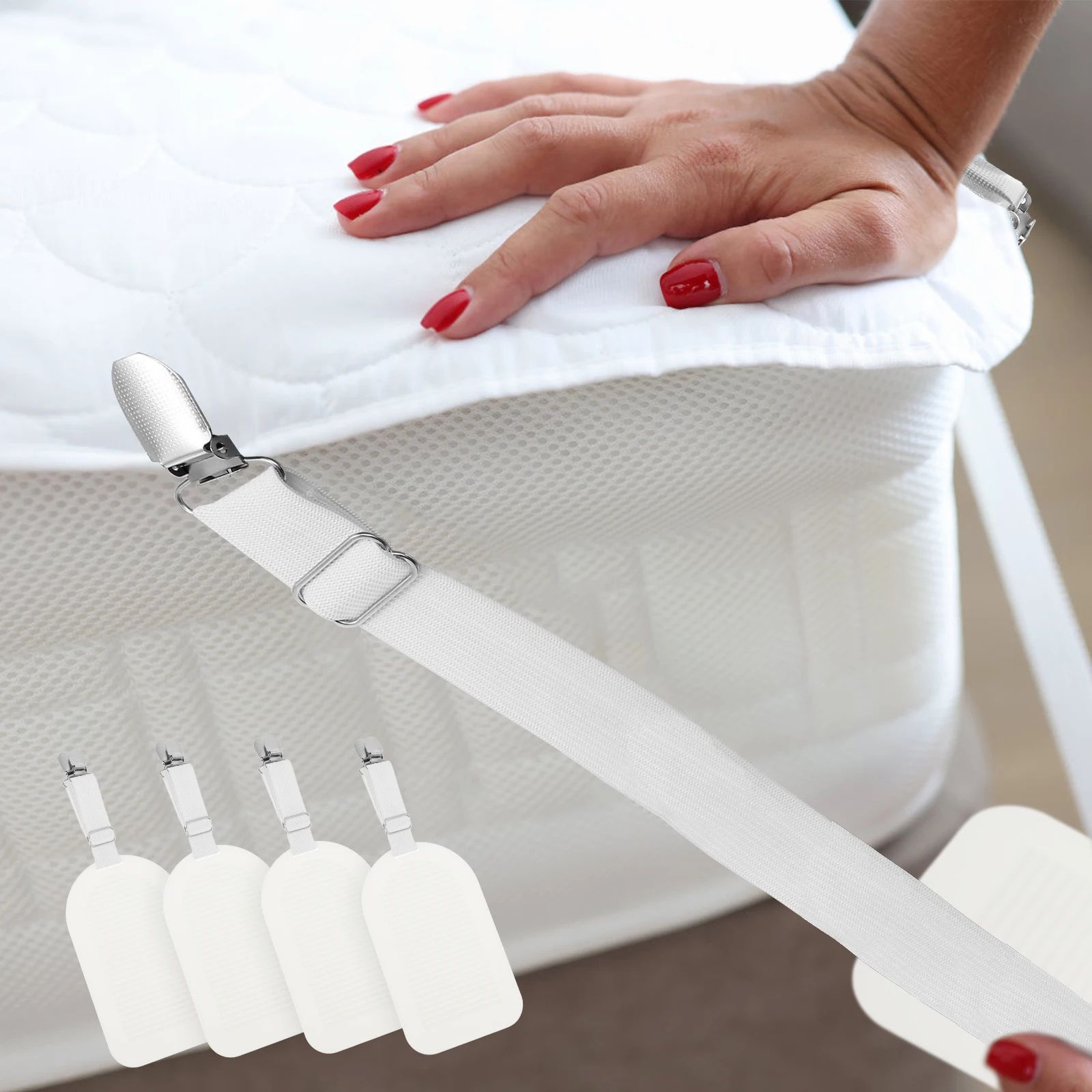 Adjustable Bed Sheet Straps Mattress Holder Clips Elastic Sheet Fasteners Set