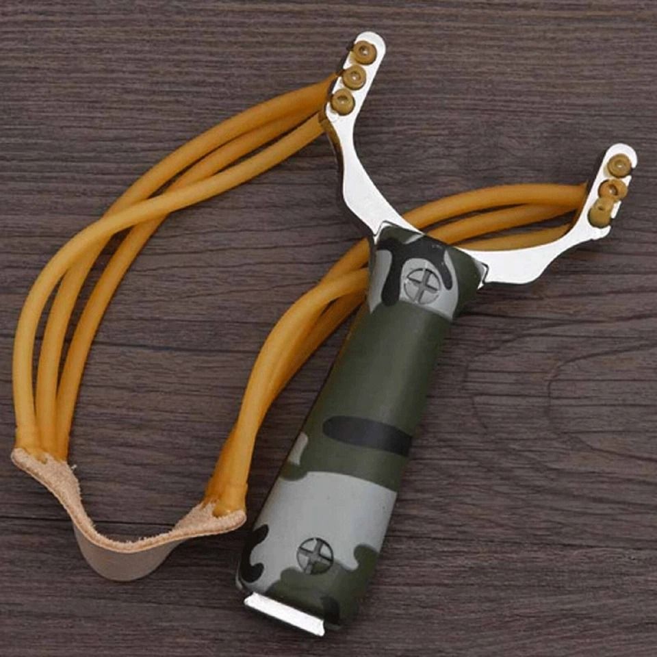 Powerful Slingshot with CAMOUFLAGE Grip, High Velocity Catapult for Outdoor Hunting, Sling Shot Tool
