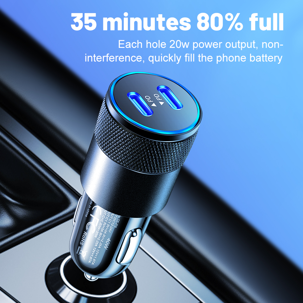 Fast Charging Car Charger Adapter USB C Quick Charger for Samsung, Xiaomi, iPhone - Mobile Charging in Car