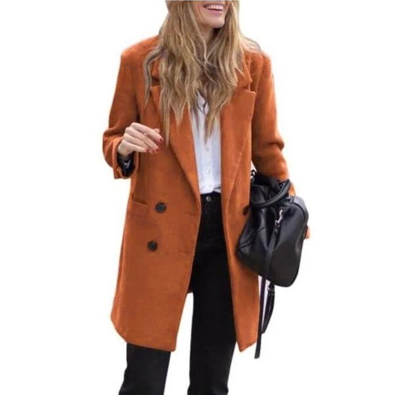 Double-Breasted Winter Wool Blend Coat