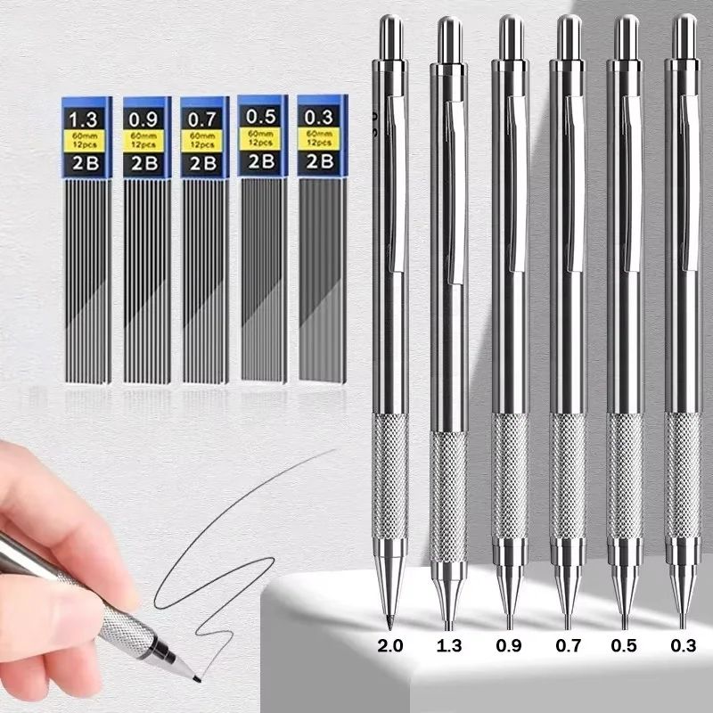 ProDraft Full Metal Mechanical Pencil Set (0.3–2.0mm) for Writing & Drawing