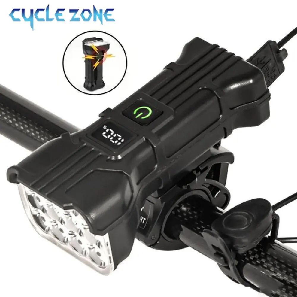 Bike Light Rechargeable Bicycle Front Light, 8 LED MTB Headlamp with 6 Modes, USB Type-C Powered Safety Lamp for Night