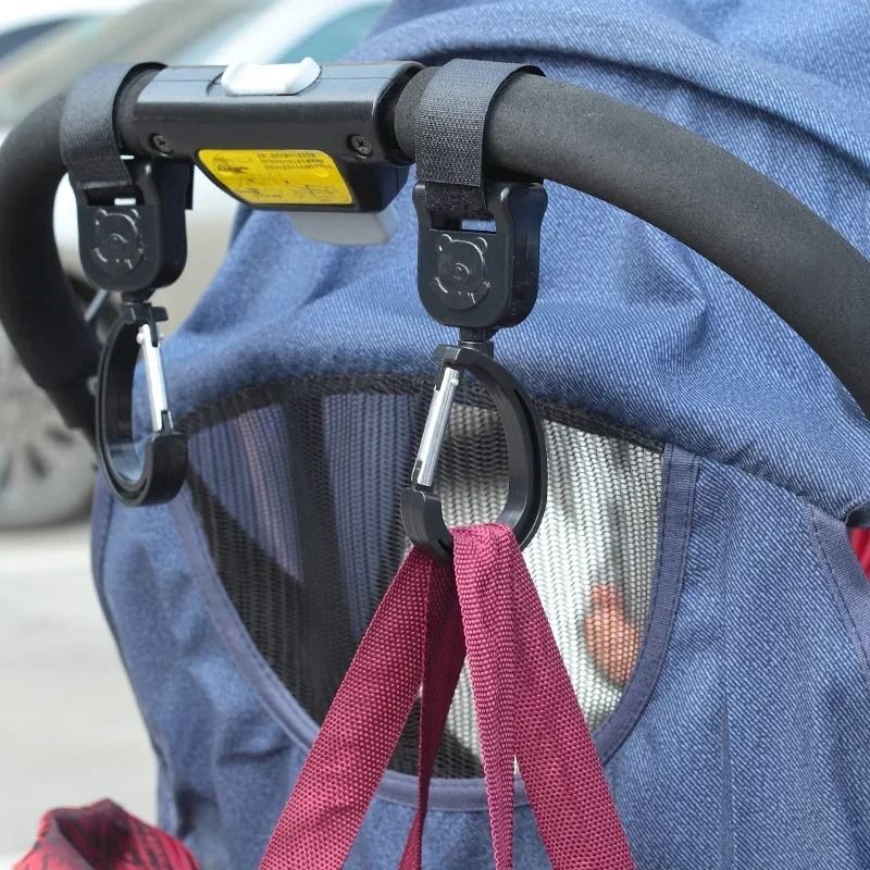Baby Stroller Pram Hooks 360 Rotation Universal Bag Hanger Clip Set