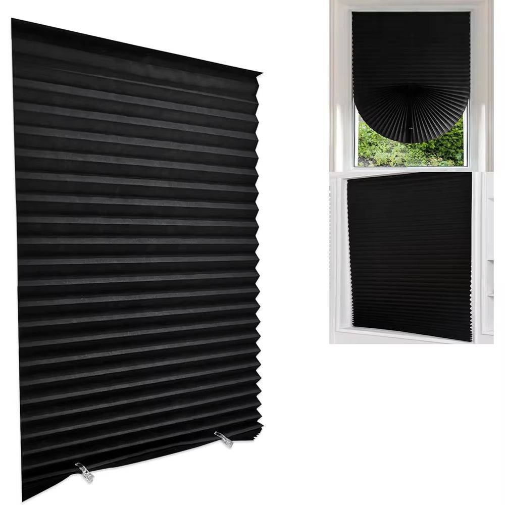Self Adhesive Pleated Window Blinds Half Curtain for Bathroom Balcony and Living Room Privacy Shade