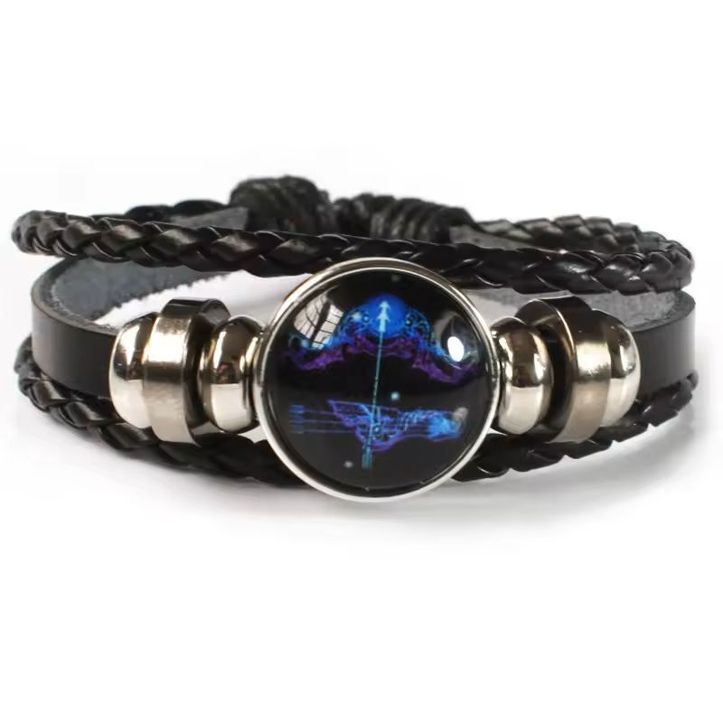 Zodiac Sign Glow Leather Bracelet Multilayer Gift