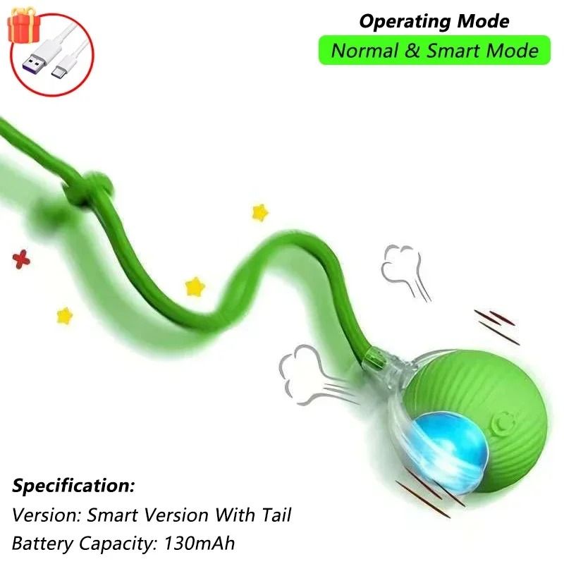 Smart Interactive Rolling Pet Ball with Tail