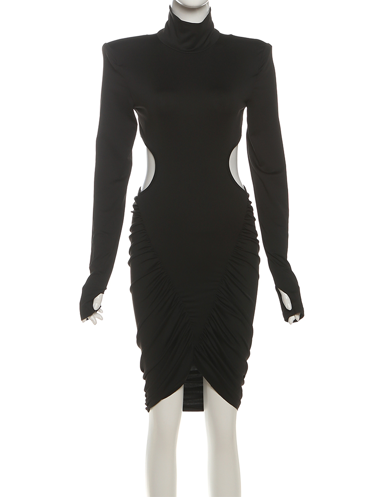 Sisterlinda Ruched Elegant Dress Women, Sexy Street Fashion Mini Bodycon Hollow Waistless Backless