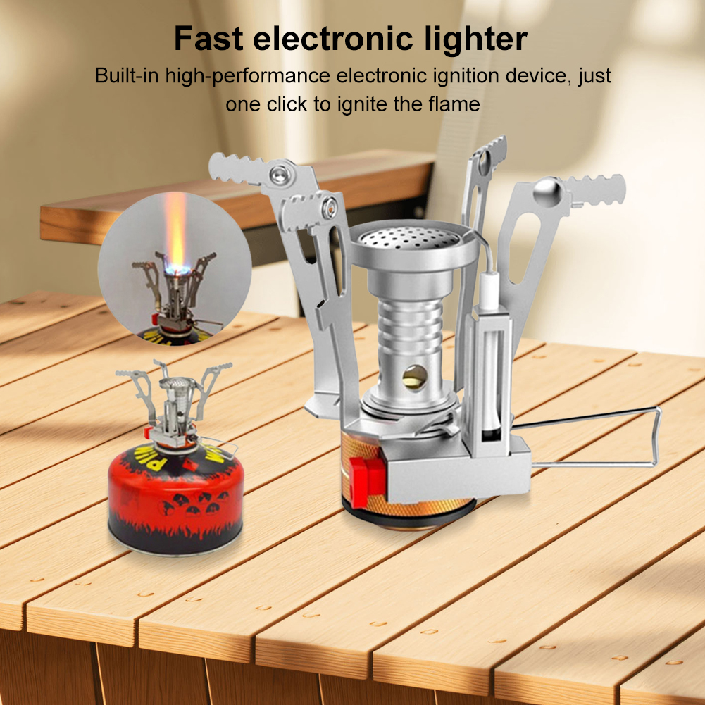 Camping Stove Foldable Gas Burner with Piezo Ignition for Outdoor Cooking