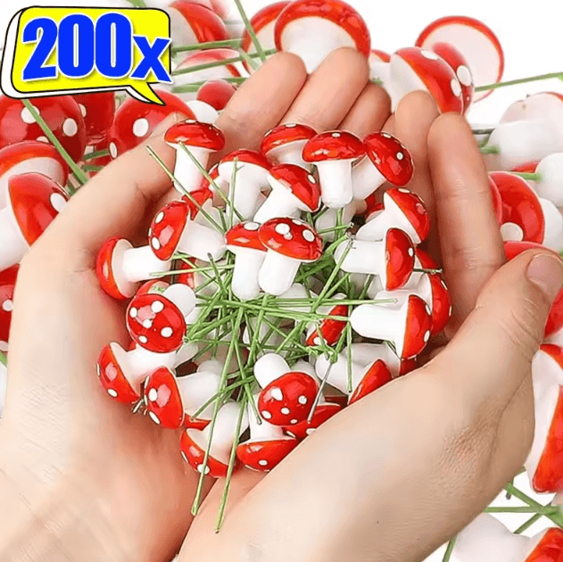 Mini Red Mushroom Garden Decor – Artificial Fairy Garden Miniatures for DIY Landscape & Bonsai