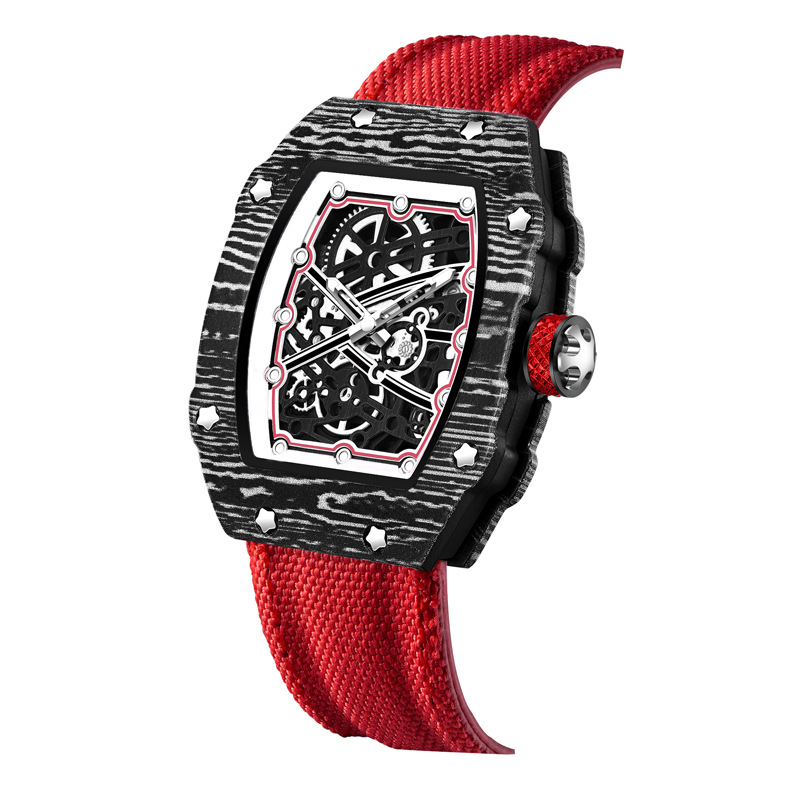 Ultra Thin Barrel Shape Quartz Watch Nylon Strap Stylish Casual Timepiece