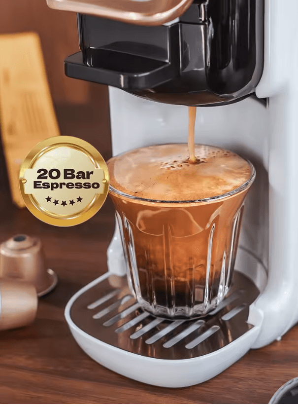 HiBREW 5 in 1 Capsule Coffee Machine with 20 Bar Pressure for Nespresso, Dolce Gusto, ESE Pods, and Ground Coffee