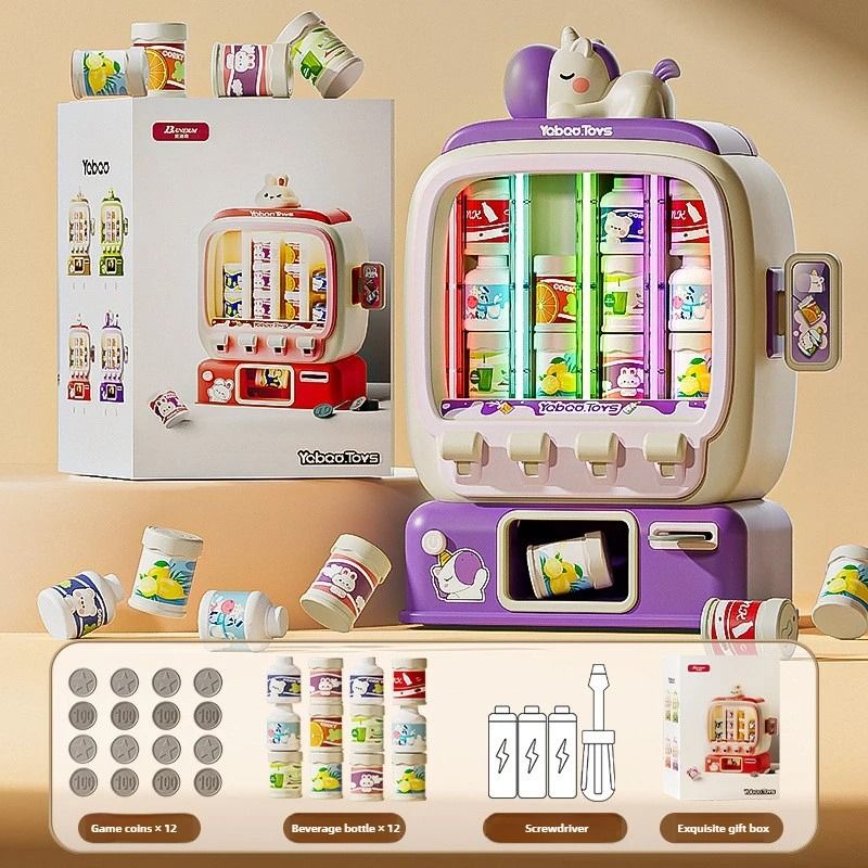 Kids Vending Machine Toy Coin Operated Mini Drink Dispenser