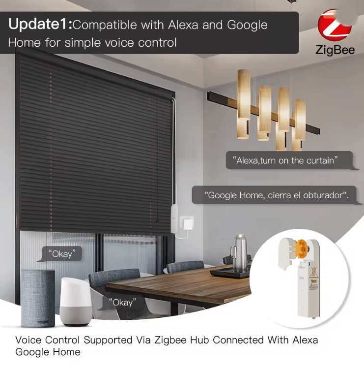 SmartRoll ZigBee Motorized Roller Blinds Drive with Tuya App and Voice Control
